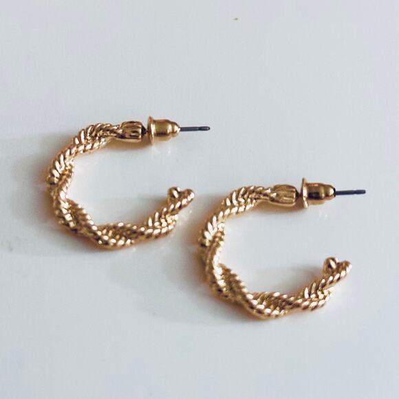 Gold Textured Hoop Earrings - Picture 1 of 1